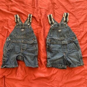 Vintage Boys Osh Kosh Denim Overall Shorts Bundle 18M/2T